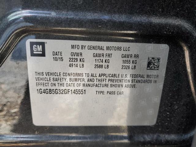 1G4GB5G32GF145551 - 2016 BUICK LACROSSE GRAY photo 12