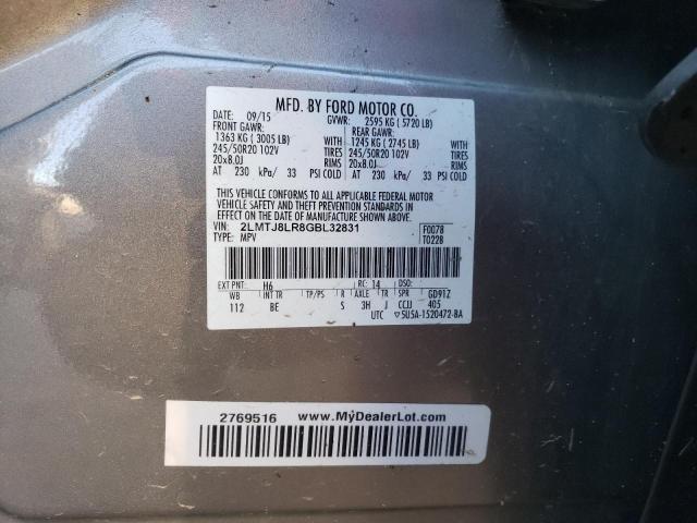 2LMTJ8LR8GBL32831 - 2016 LINCOLN MKX RESERVE 灰色 照片 13