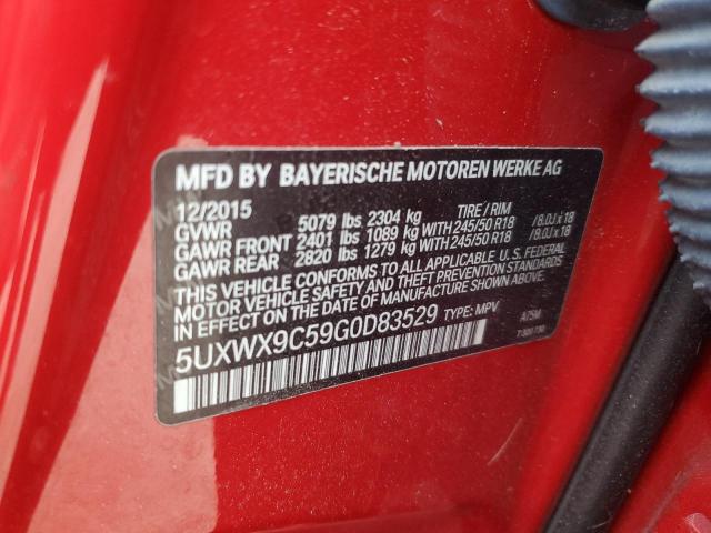 5UXWX9C59G0D83529 - 2016 BMW X3 XDRIVE28I RED photo 13