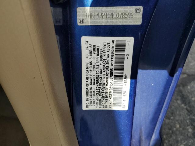 1HGEM22154L078596 - 2004 HONDA CIVIC DX VP Mavi foto 12