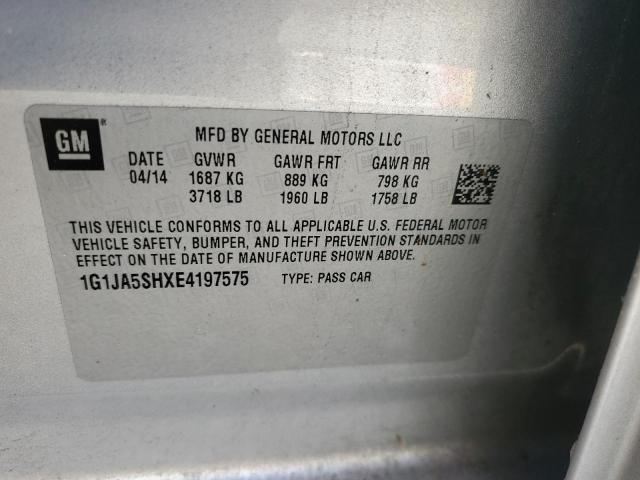 1G1JA5SHXE4197575 - 2014 CHEVROLET SONIC LS Gümüş foto 12