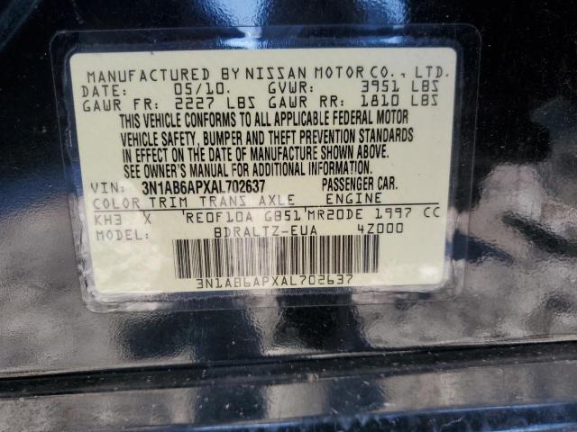 3N1AB6APXAL702637 - 2010 NISSAN SENTRA 2.0 BLACK photo 12