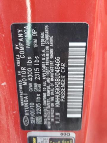 KMHHU6KH3BU048466 - 2011 HYUNDAI GENESIS CO 3.8L RED photo 12