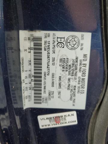 1FMEU53877UA27770 - 2007 FORD EXPLORER S LIMITED BLUE photo 12