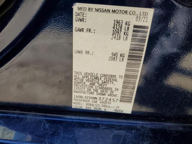 1N4BL4CVXMN372457 - 2021 NISSAN ALTIMA SR BLUE photo 12