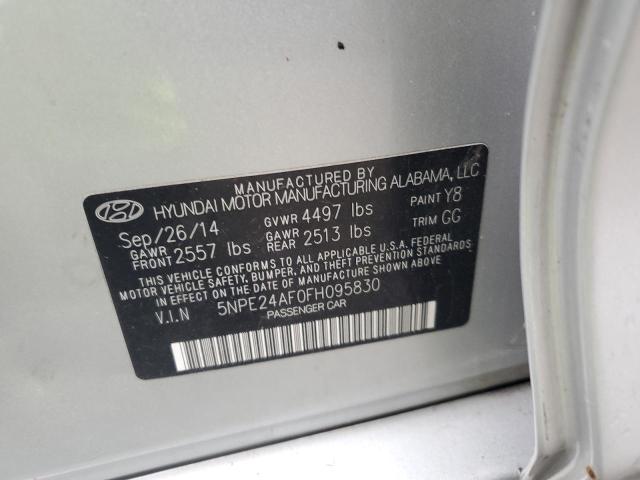 5NPE24AF0FH095830 - 2015 HYUNDAI SONATA SE SILVER photo 12