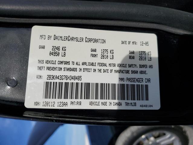 2B3KA43G76H348485 - 2006 DODGE CHARGER SE BLACK photo 12