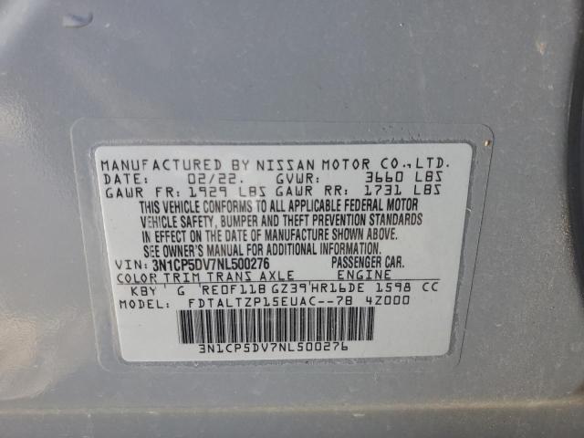 3N1CP5DV7NL500276 - 2022 NISSAN KICKS SR GRAY photo 13