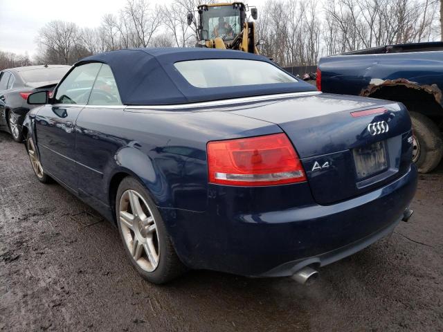 WAUDF48H28K007353 - 2008 AUDI A4 2.0T CABRIOLET QUATTRO BLUE photo 2