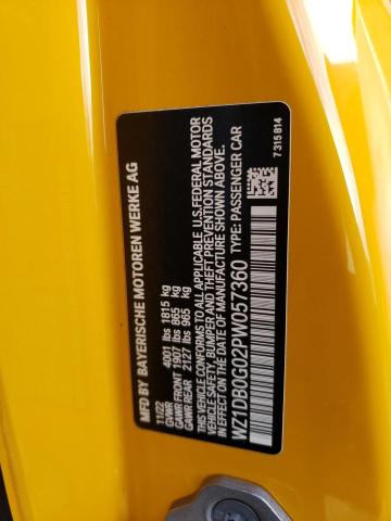 WZ1DB0G02PW057360 - 2023 TOYOTA SUPRA BASE YELLOW photo 12