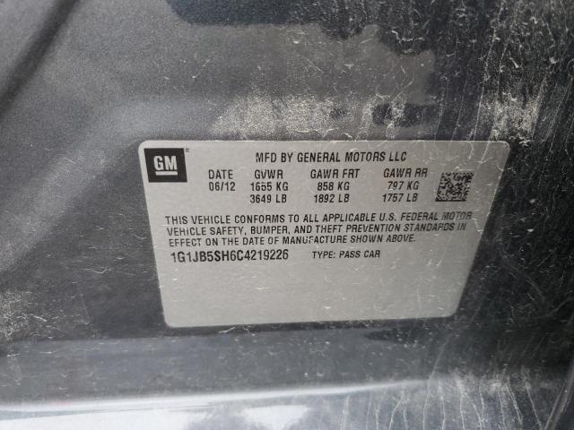 1G1JB5SH6C4219226 - 2012 CHEVROLET SONIC LS GRAY photo 12