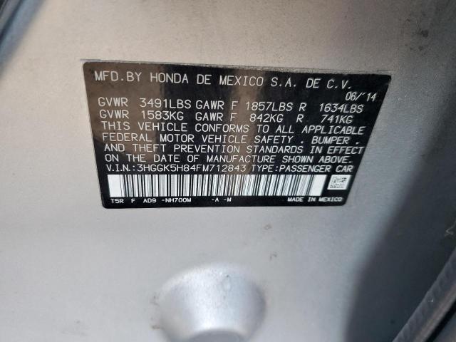 3HGGK5H84FM712843 - 2015 HONDA FIT EX SILVER photo 12