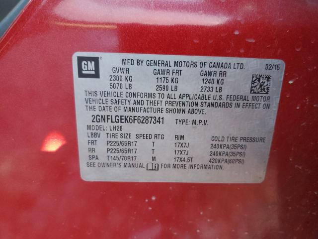 2GNFLGEK6F6287341 - 2015 CHEVROLET EQUINOX LT RED photo 13