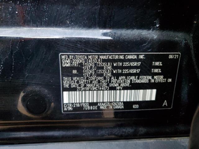 2T3H1RFV9MC144673 - 2021 TOYOTA RAV4 LE BLACK photo 12