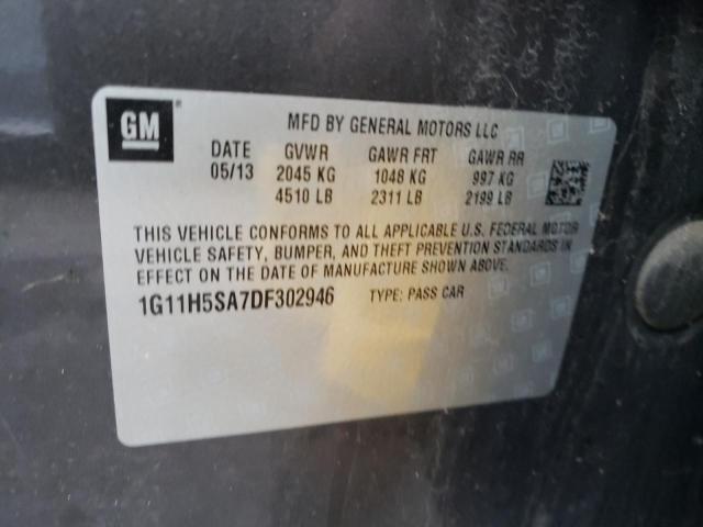 1G11H5SA7DF302946 - 2013 CHEVROLET MALIBU LTZ GRAY photo 12