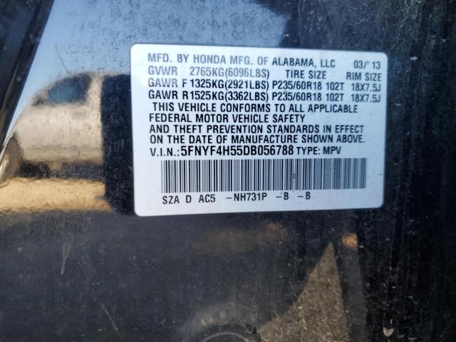 5FNYF4H55DB056788 - 2013 HONDA PILOT EXL BLACK photo 13