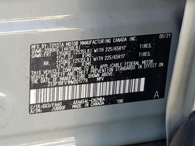2T3P1RFV1MW201779 - 2021 TOYOTA RAV4 XLE GRAY photo 13