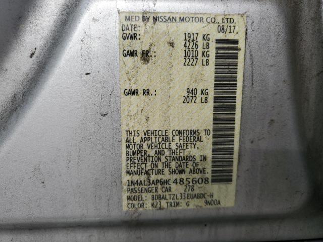 1N4AL3AP6HC485608 - 2017 NISSAN ALTIMA 2.5 SILVER photo 12