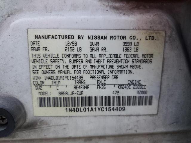 1N4DL01A1YC154409 - 2000 NISSAN ALTIMA XE WHITE photo 13