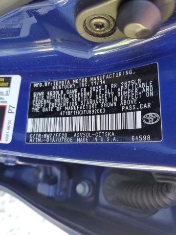 4T1BF1FKXFU892003 - 2015 TOYOTA CAMRY LE BLUE photo 12