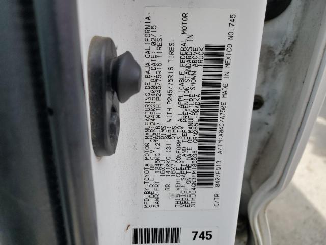 3TMJU4GN3FM185538 - 2015 TOYOTA TACOMA DOUBLE CAB PRERUNNER WHITE photo 12