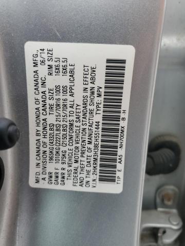 2HKRM3H38EH551444 - 2014 HONDA CR-V LX SILVER photo 13