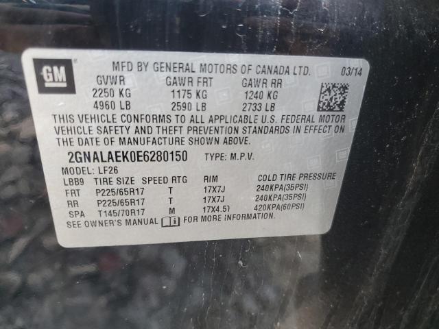 2GNALAEK0E6280150 - 2014 CHEVROLET EQUINOX LS BLACK photo 12