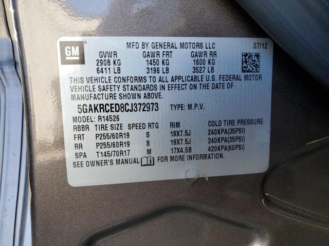 5GAKRCED8CJ372973 - 2012 BUICK ENCLAVE TAN photo 13