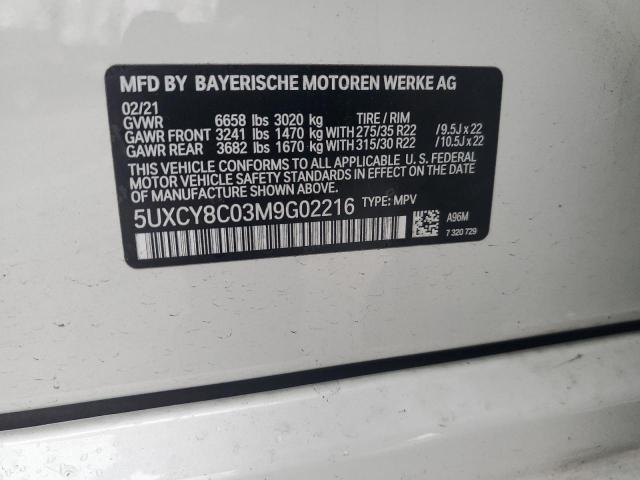 5UXCY8C03M9G02216 - 2021 BMW X6 M50I WHITE photo 13