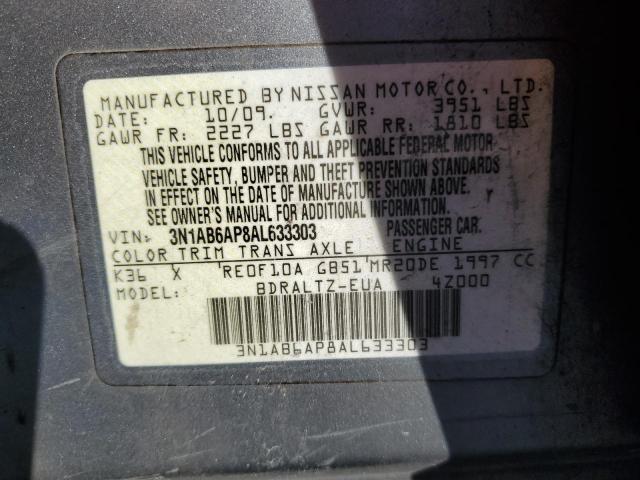 3N1AB6AP8AL633303 - 2010 NISSAN SENTRA 2.0 SILVER photo 13