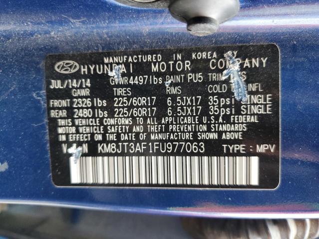 KM8JT3AF1FU977063 - 2015 HYUNDAI TUCSON GLS BLUE photo 12