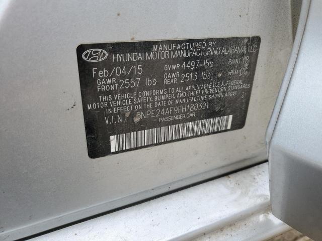 5NPE24AF9FH180391 - 2015 HYUNDAI SONATA SE SILVER photo 12