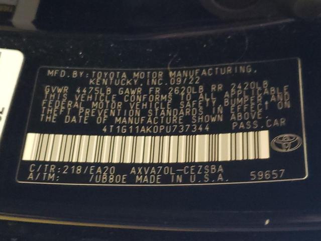 4T1G11AK0PU737344 - 2023 TOYOTA CAMRY SE NIGHT SHADE BLACK photo 13