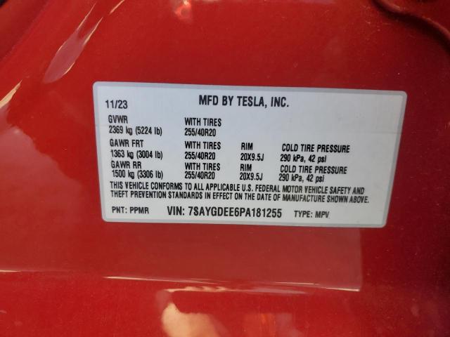 7SAYGDEE6PA181255 - 2023 TESLA MODEL Y RED photo 13