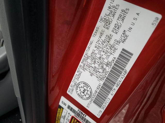 5TFUX4EN3DX018241 - 2013 TOYOTA TACOMA ACCESS CAB წითელი ფოტო 12