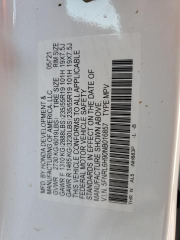 5FNRL6H90NB016857 - 2022 HONDA ODYSSEY ELITE Blanco foto 13