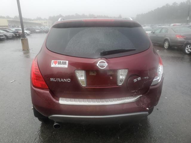 JN8AZ08W76W546694 - 2006 NISSAN MURANO SL MAROON photo 6