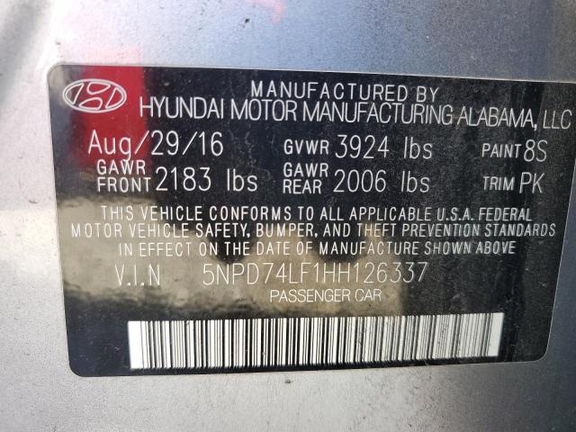 5NPD74LF1HH126337 - 2017 HYUNDAI ELANTRA SE SILVER photo 12