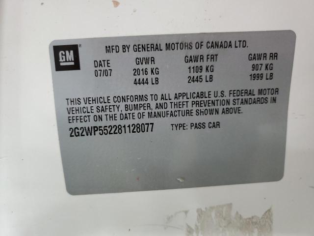 2G2WP552281128077 - 2008 PONTIAC GRAND PRIX 白色 照片 12