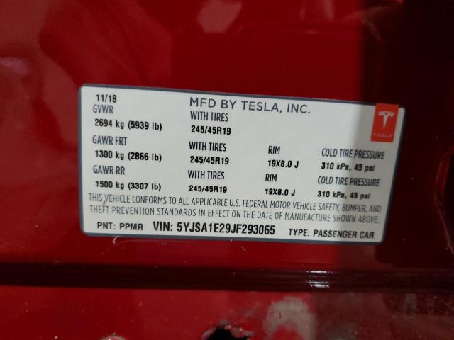 5YJSA1E29JF293065 - 2018 TESLA MODEL S Կարմիր լուսանկար 13