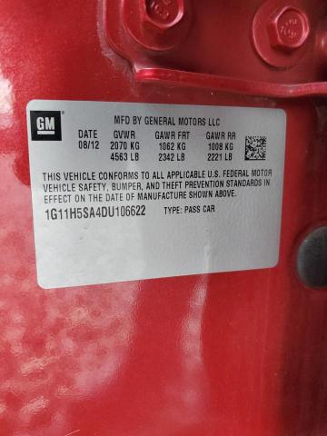 1G11H5SA4DU106622 - 2013 CHEVROLET MALIBU LTZ წითელი ფოტო 12