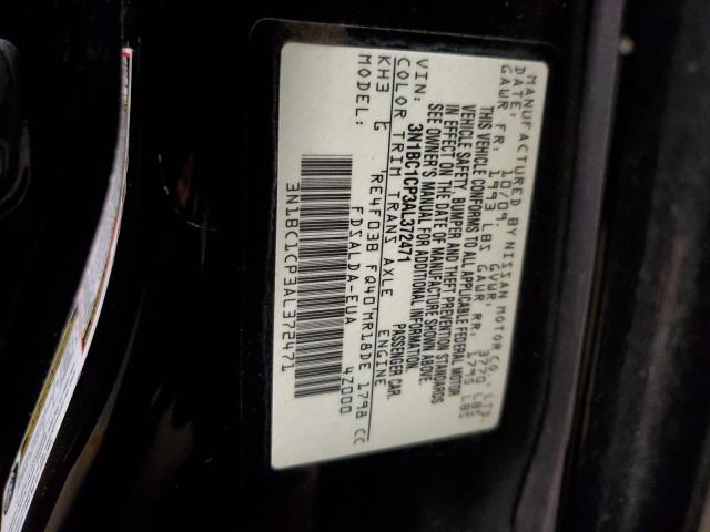 3N1BC1CP3AL372471 - 2010 NISSAN VERSA S BLACK photo 12