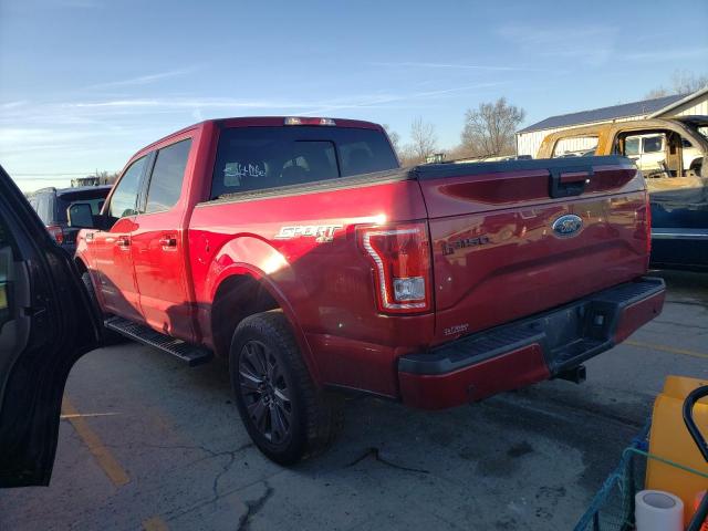 1FTEW1EP9GFC15674 - 2016 FORD F150 SUPERCREW RED photo 2