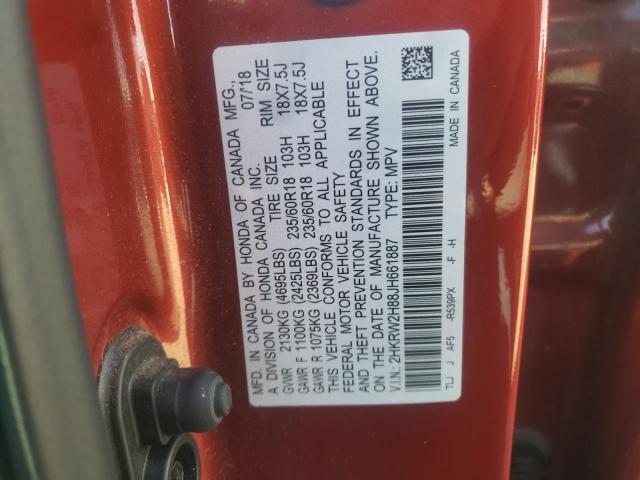 2HKRW2H88JH661887 - 2018 HONDA CR-V EXL RED photo 12