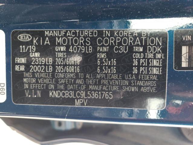 KNDCB3LC9L5361765 - 2020 KIA NIRO LX BLUE photo 13