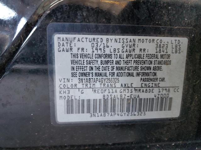 3N1AB7AP4GY256325 - 2016 NISSAN SENTRA S BLACK photo 12