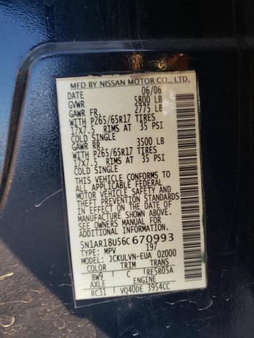 5N1AR18U56C670993 - 2006 NISSAN PATHFINDER LE BLUE photo 13