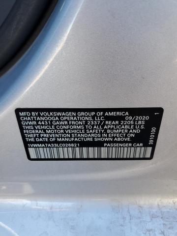 1VWMA7A33LC026821 - 2020 VOLKSWAGEN PASSAT R-LINE Silber Foto 12