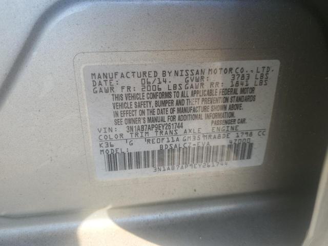 3N1AB7AP9EY261744 - 2014 NISSAN SENTRA S SILVER photo 13