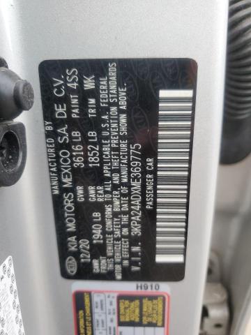 3KPA24ADXME369775 - 2021 KIA RIO LX SILVER photo 12